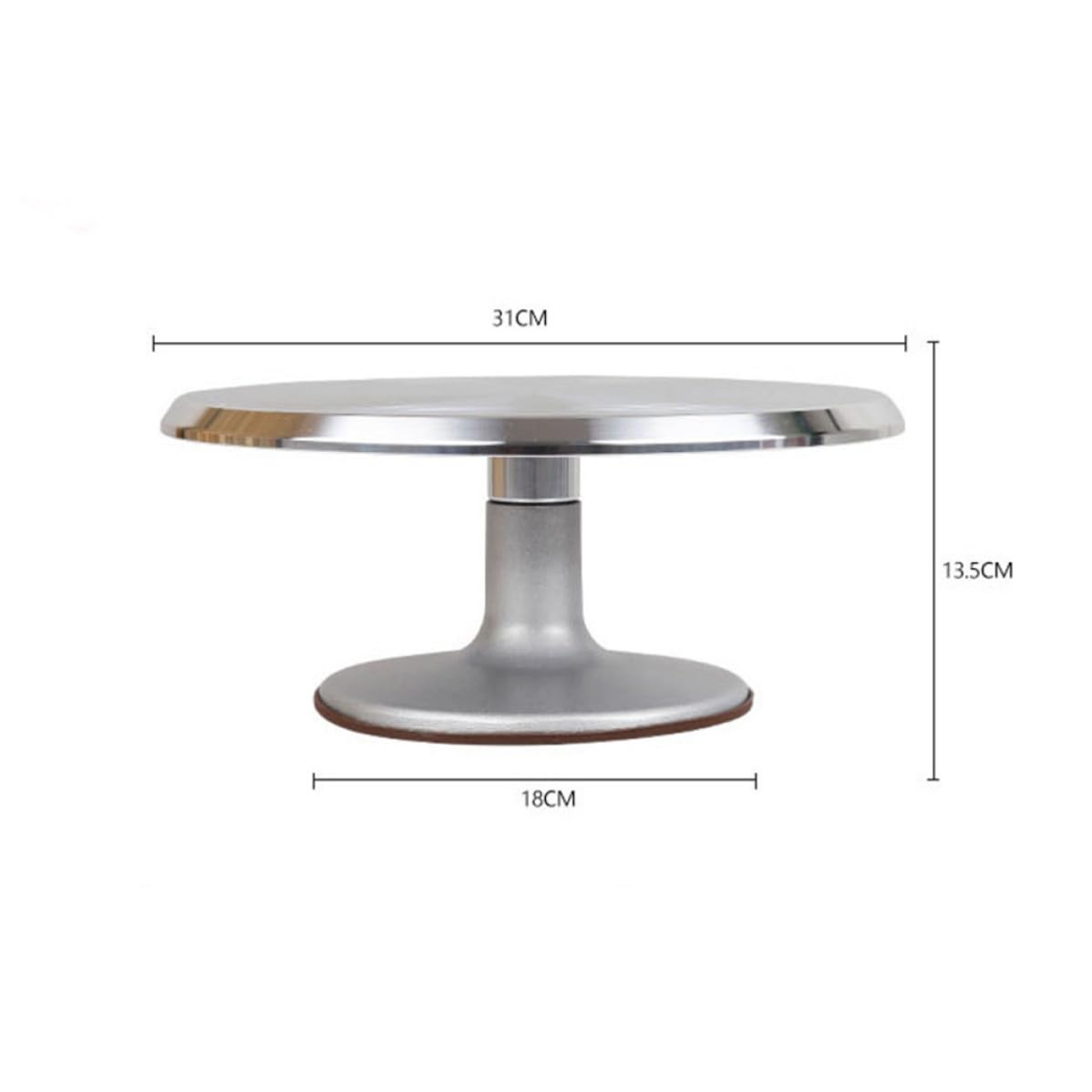 Alzatina per Dolci in Lega di Alluminio Argento da 12 Pollici Design Girevole a 360° e Base Antiscivolo per Decorazioni Stabili di Torte e Cupcake
