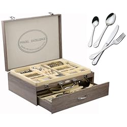 Maletin Cruz Roja Pradel Excellence D635C - Cubertería de 84 piezas (en estuche de madera rojo con cajón)