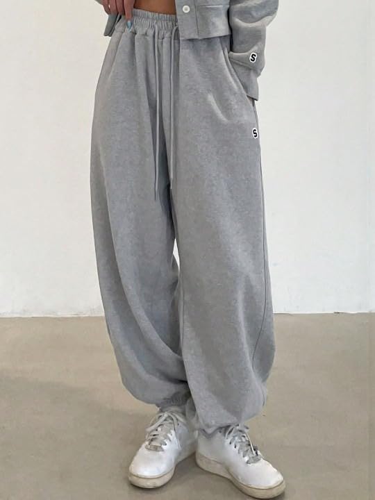 Image of Women?s Relaxed Fit Black Track Joggers ? High Waist with Pockets for Sporty & Casual Look
