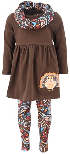 Image of Unique Baby Girls Kids Toddler 3pc Outfit Set Long Sleeve Lightweight Tunic Top Leggings and Scarf