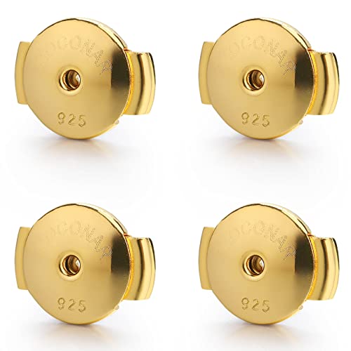 Moconar 14K Gold Locking Earring Backs For Studs, Hypoallergenic Secure Earring Backs Replacements For Earring Notch Post 0.027'-0.039' 4Pcs #TOP11