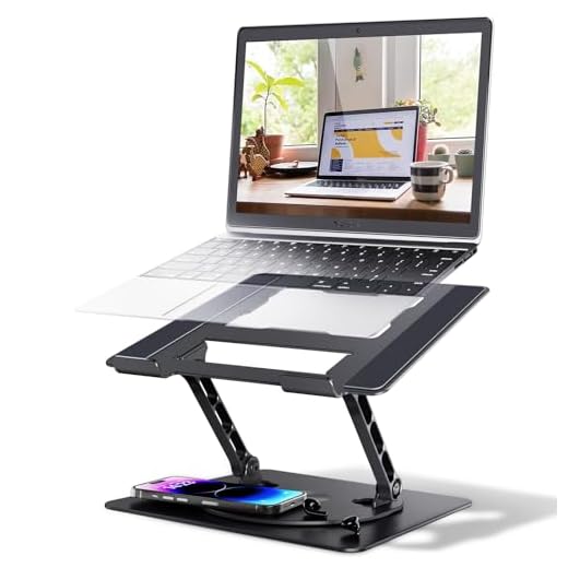 Adjustable Laptop Stand, FYSMY Ergonomic Portable Computer Stand with Heat-Vent to Elevate Laptop, 13 Lbs Heavy Duty Laptop Holder Compatible with MacBook, Air, Pro All Laptops (Black)