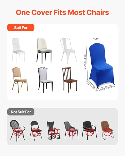 Image of VEVOR Chair Covers, Polyester Spandex Chair Cover, Stretch Slipcovers for Wedding Party Dining Banquet Flat-Front Chair Covers (Royal Blue-a, 50PCS)