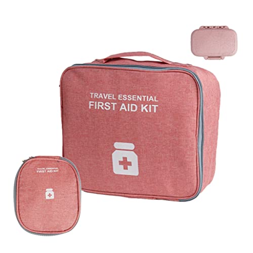 YOCOOL Botiquín de Primeros Auxilios Vacio Bolsa Médico de Emergencia Gran Capacidad Portátil caja de pastillas como regalo para viajes, Coche, Hogar, Camping, Trabajo, rojo 2pcs Cover