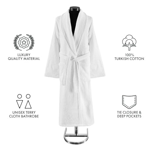 Classic Turkish Towels CTT Premium 100% Turkish Cotton Terry Cloth Bath Robe for Women & Men, Soft & Plush Long Unisex Robe4