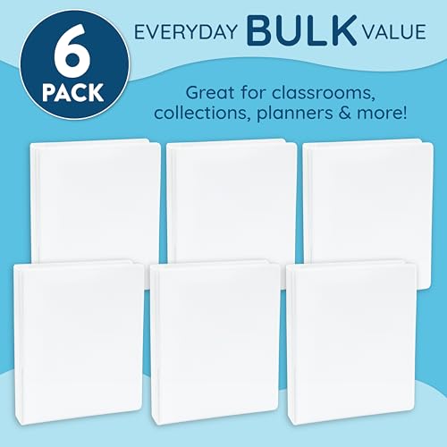Image of Blue Summit Supplies Mini 3 Ring Binder, 7.25 inch x 9.25 inch, 1 Inch Mini Binder 3 Ring, Ideal for Playbills or Planners, Small, White, 6 Pack