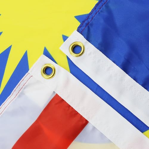 Image of AZ FLAG - Malaysia Flag - 3x5 Ft - 100D Polyester Malaysian Banner with Two Metal Grommets - Fade Resistant - Vivid Colors - 3' x 5' Feet - 150x90 Cm