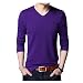 Produktbild Frühling und Herbst Herren T-Shirt Casual V-Ausschnitt Langarm einfarbig Gr. XXL, violett