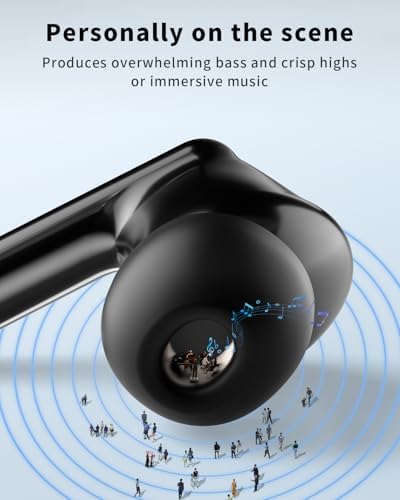 Wireless Earbuds, Bluetooth 5.4 Headphones with 50H Playback, Deep Bass Stereo Ear Buds Clear Calls with LED Power Display, Wireless Headphones with Noise Cancelling Mic for Phone/Laptop, Carbon black - 4