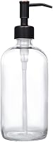 Vista 10 de Dispensador de jabón en tarro de vidrio transparente con bomba negra mate, dispensador de botellas redondas de 16 onzas con bomba de acero