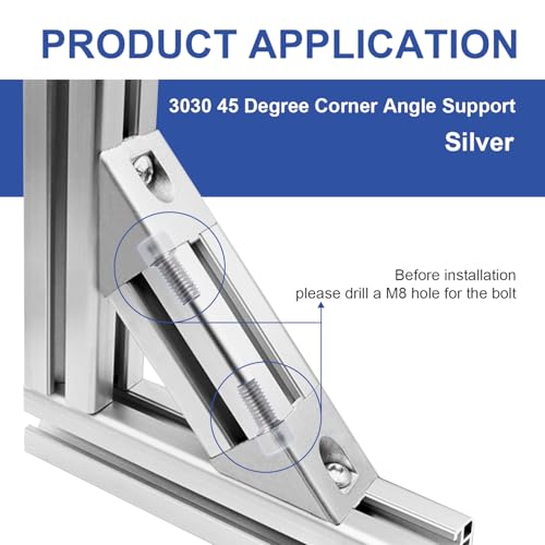 Image of 12pcs 3030 45 Degree Inside Corner Angle Support Bracket, 30x30 Aluminum Extrusion Connector Hardware Accessories T-Slot V-Slot Silver