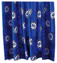 Image of Zap Chelsea Blue Crest Curtains, Pair, 66 x 72 Inch