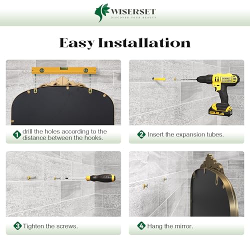 Wiserset Vintage Arched Mirror 24 Inchx36 Inch Antique Mirror Wall Decor Gold Bathroom Vanity Mirror thumb #7