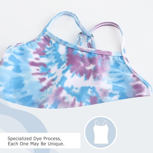 Image of Girls Two Piece Tankini Swimsuits Tie Dye Bathing Suit Kids Hawaiian Swimwear Set 3-16 Years