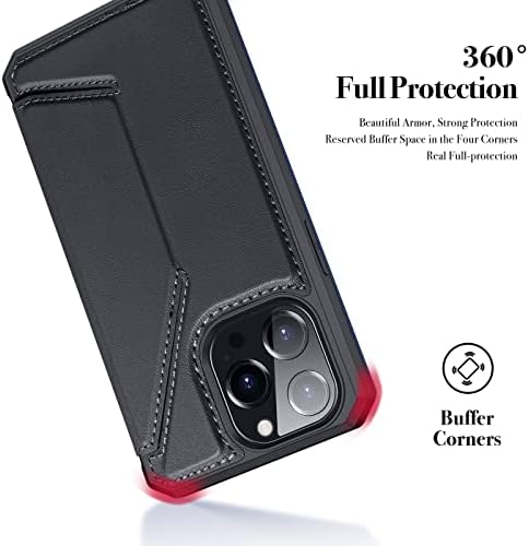 DUX DUCIS Case for iPhone 13 Pro Max, Premium Flip Leather Wallet Magnetic Phone Cover Case with Card Holder for Apple iPhone 13 Pro Max (Black)