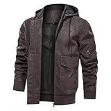 Herren Jacke Winter,Winter Herbst Slim Lederjacke Vintage Dunkelbraun Lässige Pu Bomberjacke Motorradjacken Für Indoor Outdoor Sport,M