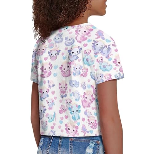 Image of Kids T Shirt Short Sleeve Crop Tops for Girls Summer Clothes Pullover Tees Shirt 5-14