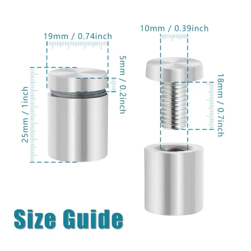 3/4 X 1 Inch Stainless Steel Standoff Screws, 12 Pcs Wall Sign Standoff Mounting Hardware Advertising Glass Standoff Nail For Glass Artwork And Sign Displays #TOP3