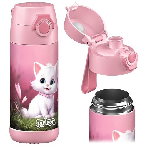 Jarlson MALI Stainless Steel Children's Water Bottle, Thermal Bottle, BPA Free, Water Bottle, Thermos - 350 ml - Cat 2.0