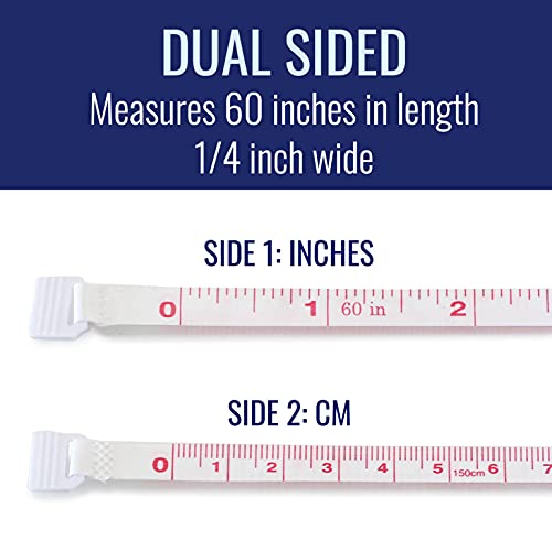 Mabis Retractable Tape Measure, Compact Flexible Measuring Tape, Body Tape Measure, 60 Inches, White, Pack Of 2 #TOP2