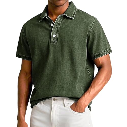 Polo d'été vintage haut de gamme en maille de coton vieilli texturé