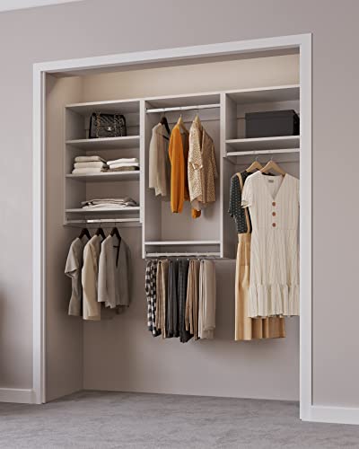 Modular Closet System - Wall-Mounted Wardrobe Closet Hanging Organizer For Bedroom Organization And Storage With Closet Shelves For Clothes Storage 66In - 96In #TOP4