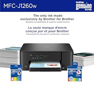 Brother Work Smart 1260 Wireless Colour Inkjet Printer, All-in-One Printer for Home Use, Copier and Scanner with Starter Cartridges (MFC-J1260W use LC501 Series Ink)