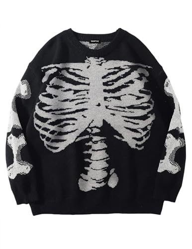 Vamtac Skeleton Sweater Skull in Front Oversized Graphic Pullover
