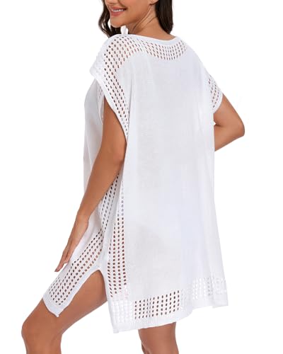 Image of Adisputent Womens Swimsuits Cover Ups Crochet Chiffon Beach Cover Bathing Suit Bikini Wear Coverups Dress