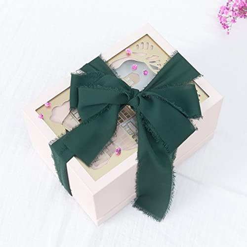 4 Rolls 1.5" W x 5Yd Orange Handmade Fringe Chiffon Silk Ribbon, Frayed Edges Ribbon for Wedding Invitations, Bridal Bouquets, Gifts Wrapping, DIY Crafts,Bow Making(1.5" x20Yd Orange)