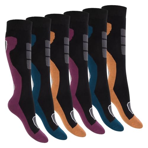 Footstar Lot de 6 paires de chaussettes thermiques d'hiver pour femme - Chaussettes chaudes en tissu éponge, 35-38