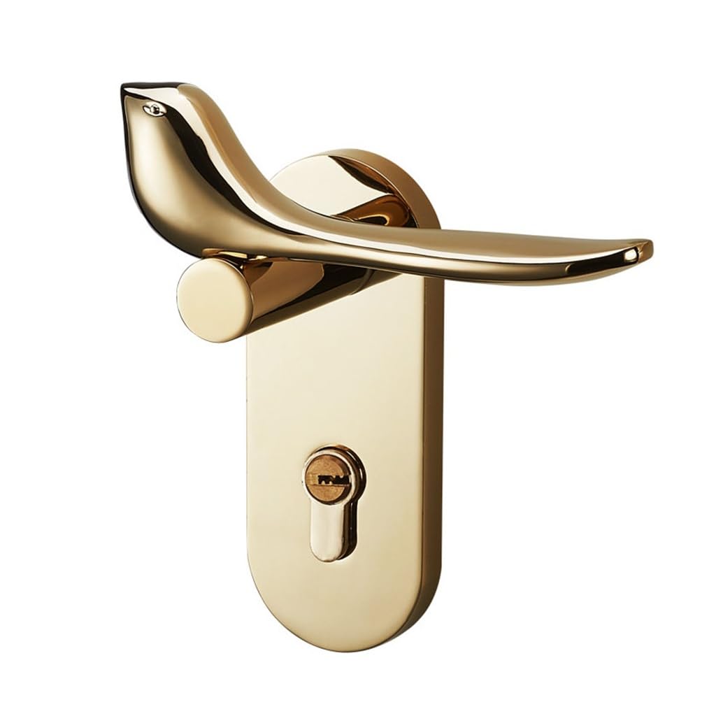 MOBYGKFY Brass Mute Interior Door Lock Universal Animal Wooden