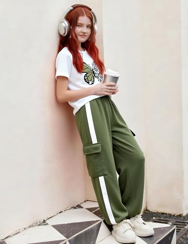 Image of Girls 2 Piece Outfit, Graphic Short Sleeve T-Shirt and Cargo Jogger Sweatpants Set, Ages 4-13