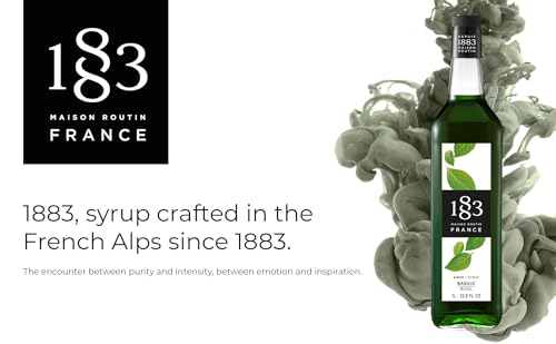 Image of 1883 Basil Syrup for Drinks, Made in France, 1 Liter Glass Bottle