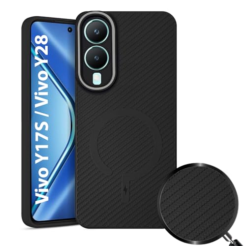 Image of LIRAMARK Rugged Carbon Fibre TPU Armor Silicone Back Cover Case for Vivo Y17S / Vivo Y28