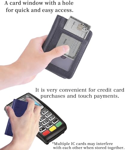 Shoebill Slim Leather Bifold Wallet for Men & Women | Compact with ID Window & Secure Chain Loop (Black)4