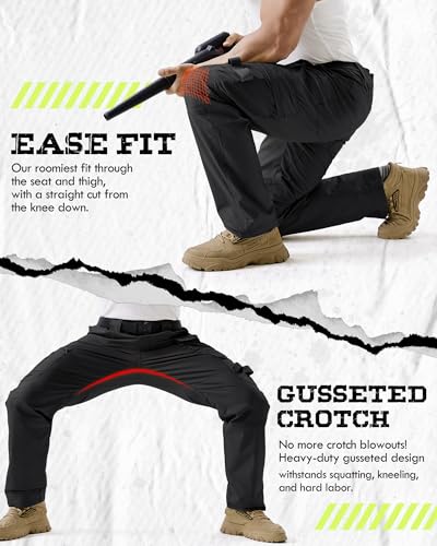 IGOLUMON Men's Stretch Tactical Pants, Breathable Ripstop Cargo Pants with 15 Pockets, Lightweight EDC Work Hiking Pants - Image 3
