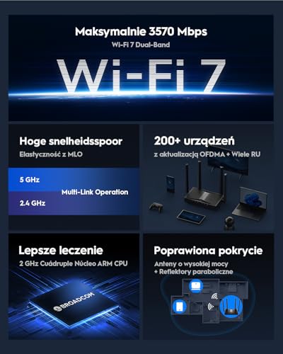 Image of Cudy BE3600 Dual-Band Wi-Fi 7 Router, 5X GbE, VPN Full, Mesh, WR3600
