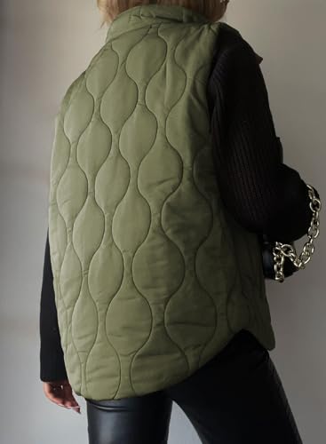 EVALESS Cropped Puffer Vest Women Lightweight Quilted Stand Collar Sleeveless Jackets Fall Winter 2025 Button Zip Up Coat4