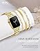 Gold Watch Band and 3Pc Bracelet Set Compatible with Apple Watch Band 38/40/41/42mm (S10) Adjustable Metal Band Cowboy Steel Chain Bracelet for iWatch Series1/2/3/4/5/6/7/8/9/10/SE (No Case)
