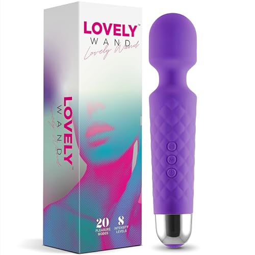 Vibrator by Lovely Wand - Powerful Personal Wand Massager for Women - Water-Resistant Wireless Handheld - 20 Vibration Modes & 8 Speeds - Adult Sex Toy G Spot Stimulation Dildo Vibrator (Purple)
