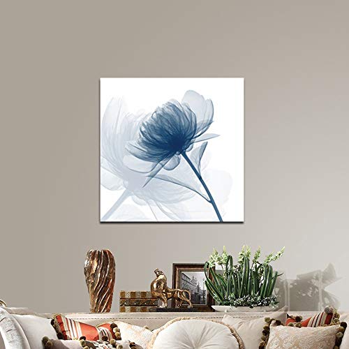 Wieco Art Blue Flickering Flower Modern Abstract Canvas Wall Art Gallery Large Wrapped Perfect Floral Pictures Paintings on Canvas Print Artwork Ready to Hang for Living Room Bedroom Home Decor L by Wieco Art - Used condition - Image 9