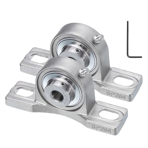 uxcell 2 Pcs SUCP201-8 Pillow Block Bearings 1/2 inch Bore Self Alignment, Stainless Steel Base Mounted Chrome Steel Bearings
