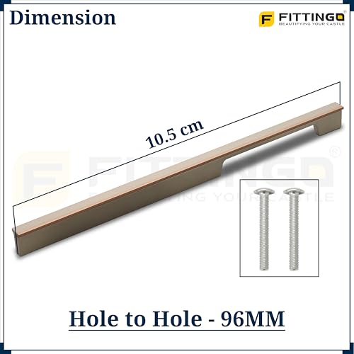 Image of Altroz Modern Handle for Wardrobe /Cabinet Handle /Pull Handle for Wardrobe /Cupboard Handle (96mm Hole to Hole) Aluminum - White Pearl /G.Brown (Pack of 1)-| 3 Years Warranty |