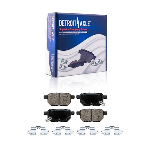 Image of Detroit Axle - Rear Brake Kit for Toyota Corolla Matrix Prius Prime AWD-e | Pontiac Vibe Drilled and Slotted Disc Brake Rotors Ceramic Brake Pads with Hardware Replacement 10.20 inch Rotors
