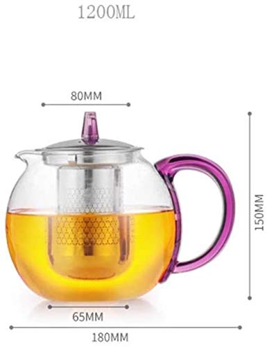 Tetera de vidrio HaveFun de 1200ml con filtro de acero inoxidable 3