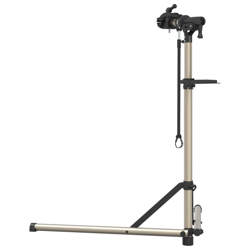 Fahrrad-Montageständer Faltbar Reparaturständer Höhenverstellbar 102-160 cm mit Werkzeugablage und Teleskopstange Aluminium Schwarz