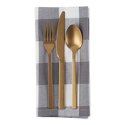 DII Buffalo Check Collection, Classic Farmhouse Cloth Napkin Set, 20x20, Gray & White, 6 Piece by DII - Image 3
