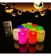 12 Pack Colour Changing Votive Candles with Timer Multicolor Battery Operated Candles LED Flamele...
