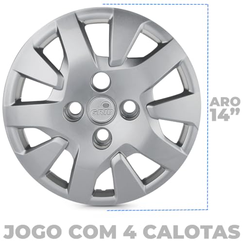 Kit 4 Calotas Ka 2019 2020 Aro 14 Prata Cubo Baixo Grid